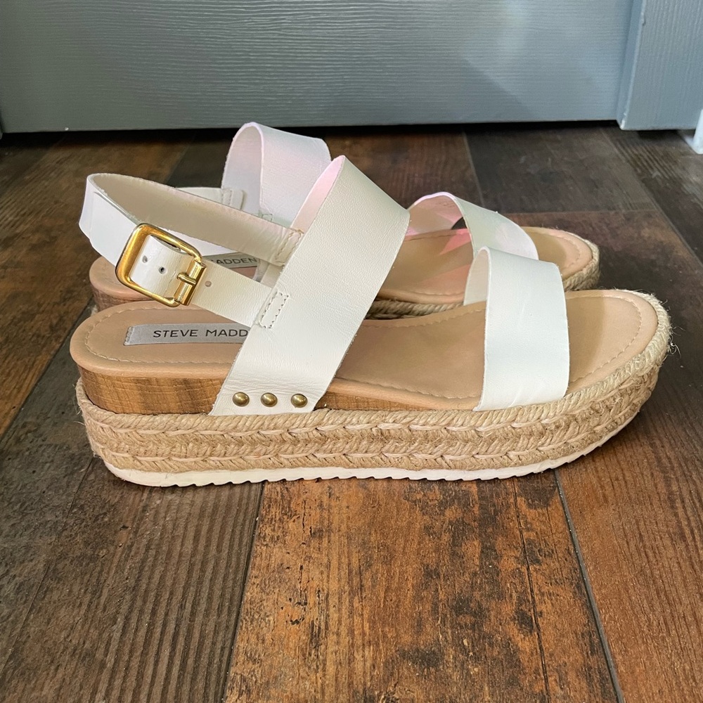 Steve Madden White Double Strap Sandals